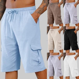 Mens Shorts Chino Cotton Elasticated Waist Half Pants Casual Summer Pants Shorts - Picture 1 of 30