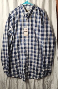 Wrangler Riata Shirt White And Blue Plaid Men's Big And Tall XLT - Picture 1 of 10