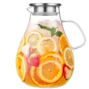 Glass Pitcher with Lid,3000ml - Hot/Cold Water Jug, Juice and Iced Tea Bevera... - Picture 1 of 7