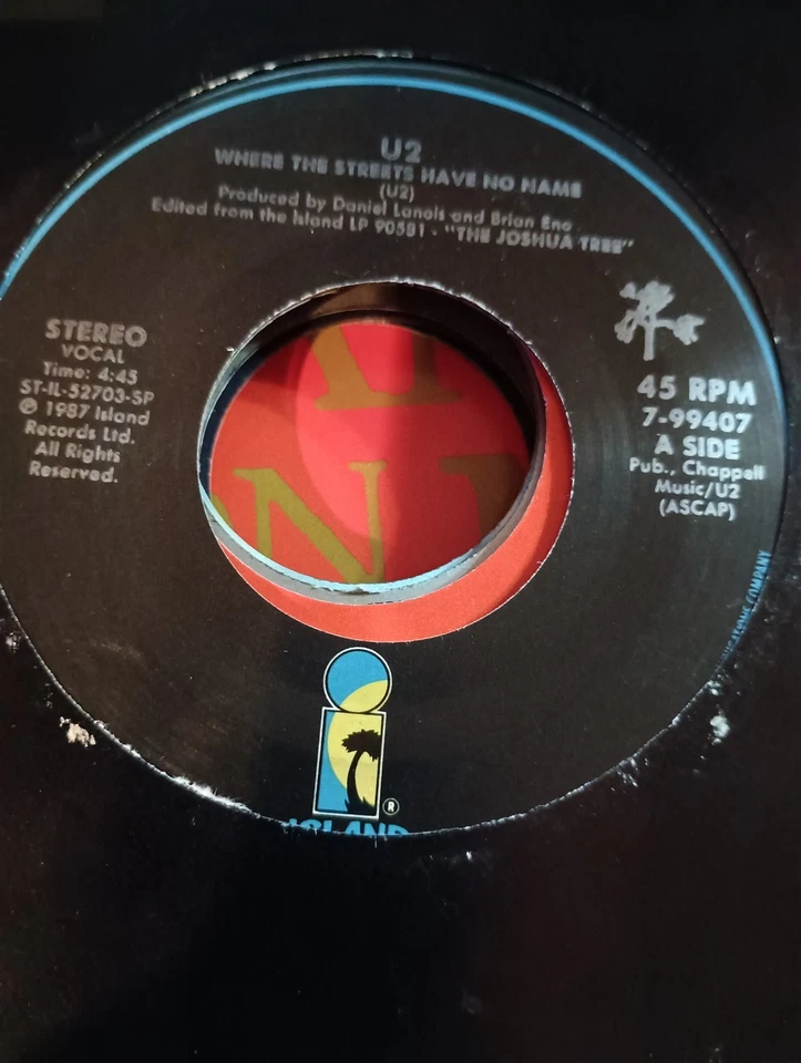 U2, Where The Streets Have No Name ~ NM 1987 Island 45 +sleeve - Image 1 of 1