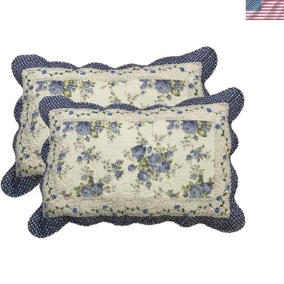 Elegante juego de fundas de almohada estampadas florales de 20"x28" - paquete de 2, algodón resistente a la decoloración Foto 1 de 4