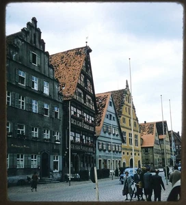 Busy Street in Dinkelsbühl GERMANY people - 1956 Stereo Realist 3D Slide #1796 - Picture 1 of 3