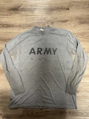 Vintage Army T Shirt Adult XL Grey Long Sleeve USA Military Mens 90s - Image 1 of 3