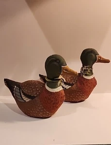 Pair 2 Vintage Mallard Duck Throw Pillows Stuffed Plush Rustic Country - Picture 1 of 8
