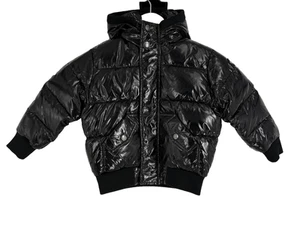 Appaman Puffy Jacket Toddler Boys 3T Black Glitter Hooded Winter Down Coat Warm - Picture 1 of 8