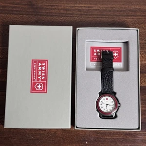 Swiss Army Victorinox Red Bezel White Dial Black Tone Date 38mm Men's Watch Runs - Picture 1 of 11