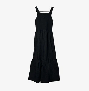 Abito tubino midi Everlane The Smock XL senza maniche tasche cotone nero donna - Foto 1 di 7