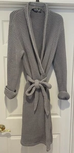 Brooklinen Waffle Robe Adult M/L  Gray 100% Turkish Cotton Thick - Picture 1 of 5