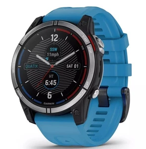 Garmin quatix 7 47mm Kunststoffgehäuse schwarz Silikonarmband blau - Bild 1 von 4