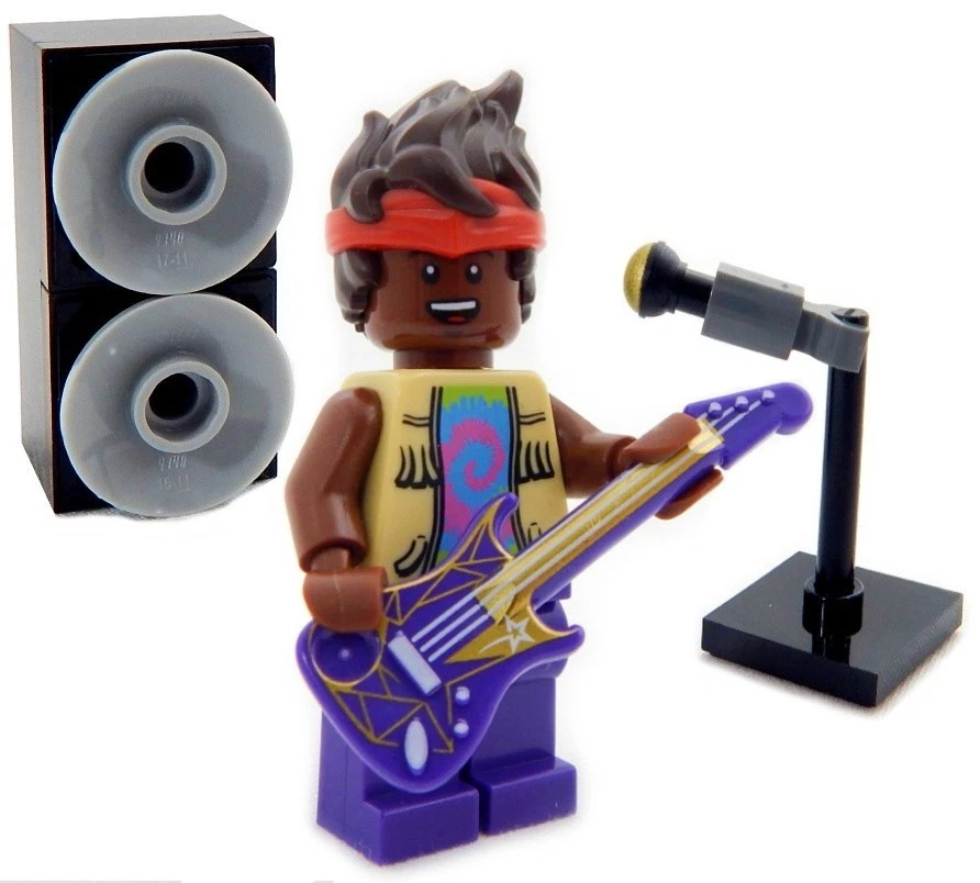 NUEVA MINIFIGURA LEGO ROCK STAR guitarra cantante figura músico minifigura metal punk Foto 1 de 1