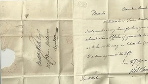 1830 RED BISHOPS STORTFORD PENNY POST ON ROBERT MORGAN LETTER TO MATTHEW HALE - Picture 1 of 2