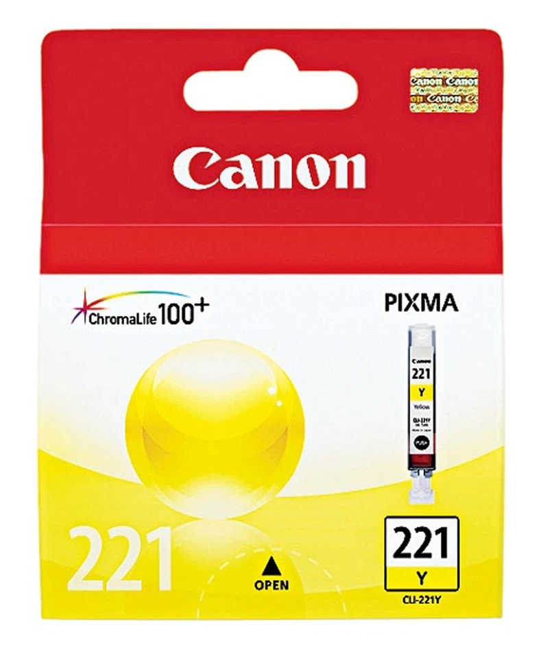 Cartucho de tinta amarillo GENUINO Canon CLI-221 para PIXMA iP4700 MP550 MP980 MX870 Foto 1 de 1
