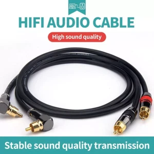 HIFI OFC Copper Audio RCA Cable Gold Plated Right Angle Plug Interconnect Lines - Picture 1 of 11