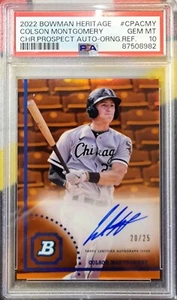 2022 Bowman Heritage Chrome COLSON MONTGOMERY Orange /25 Auto White Sox PSA 10 - Picture 1 of 2