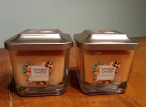 Lot of 2 Yankee Candle Square  Elevation Small  3.4 oz Kumquat & Orange - Picture 1 of 4