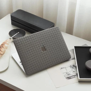 Gray Woven PU Leather Shell Case Cover For Apple MacBook Air 13 15 MacBook Pro - Picture 1 of 31