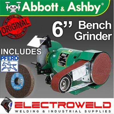 ABBOTT & ASHBY 6" 150mm Bench Grinder w/ Linishing Linisher 915mm x 50mm AA362W6 - Image 1 of 4