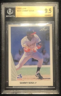 1990 Leaf Sammy Sosa Rookie Card RC BGS 9.5 - Chicago White Sox - Slammin Sammy - Image 1 of 2