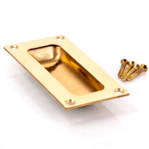 INSET RECESSED HANDLE SOLID BRASS 90mm Flush Sliding Pull Furniture Door Finger - Picture 1 of 13