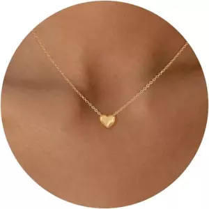 Heart Necklaces for Women Dainty 14K Gold Necklace Silver Heart Necklace Simple - Picture 1 of 11