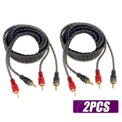 2Pack RCA Cables 2 Channel Twisted 4Ft Car Audio Shielded Interconnect Amp Wire - Image 1 of 4