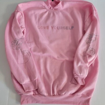 Sudadera sin marca para mujer talla 2xl cuello falso "Love Yourself" rosa cintura elástica Foto 1 de 4