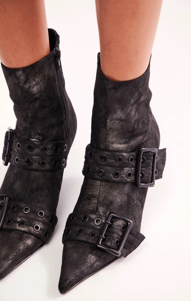 Free People Jeffrey Campbell Deja Vu пряжки ботинки черный матовый искусственно состаренный 9,5 новый - Изображение 1 из 4