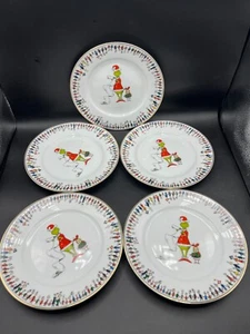 Dr. Seuss Grinch & Cinddy Lou & Whoville Goldrand 8" Salatteller - 5er Set - Bild 1 von 5