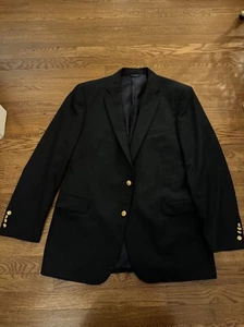 Mens 45 L Brooks Brothers 1818 Madison X Loro Piana Navy Blue Gold Button Blazer - Picture 1 of 8