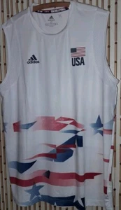 2024 USA olympics Mens Vollyball ADIDAS PRIMEBLUE jock Compression Shirt RARE L - Picture 1 of 4