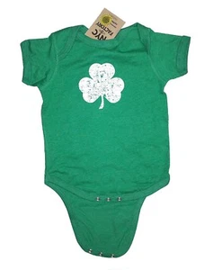 Screen Printed Distressed Shamrock Baby Bodysuit 6m 12m 18m 24m Irish Green - Picture 1 of 5