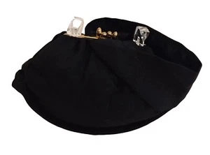 Vintage 4Os-50s Black Ladies Clutch Purse Bag w/ Lucite Bakelite Metal Frame - Picture 1 of 6
