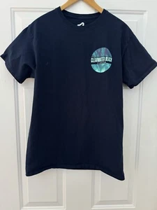 Clearwater Beach Florida Navy Blue Double-Sided Graphic T-Shirt - Size M - Picture 1 of 3