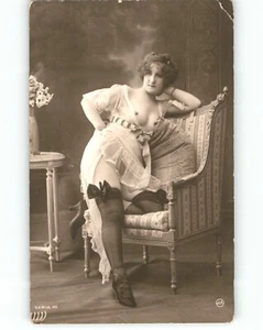 Foto estampada plateada erótica francesa desnuda original década de 1920 RPPC erótica - Imagen 1 de 2