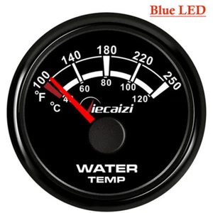 Jiecaizi 52mm Water Temp Gauge 40-120c 100-250f Blue Led Black Temperature Meter - Picture 1 of 7
