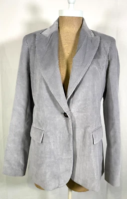 Chaqueta Blazer $890 Weekend Max Mara Elia Aqua Marina Gris Pana Algodón Talla 10 Foto 1 de 4