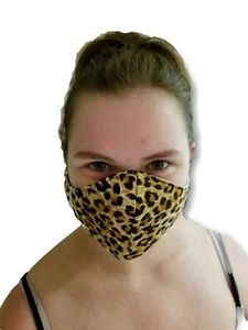 100% cotton and Poly face mask lined with filter mesh lining. Leopard print - Picture 1 of 1