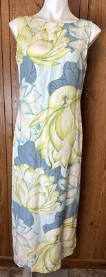 Tommy Bahama Sleeveless Maxi Dress Silk Linen Lotus Size 10 - Image 1 of 4