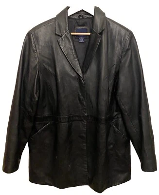 Vintage Venezia Leather Jacket Blazer Coat Black Women’s Size 14/16 EUC - Image 1 of 4