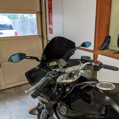 Espejos retrovisores plegables negros para motocicleta Yamaha FZR YZF 600 600R R1 R6 R6S Foto 1 de 4