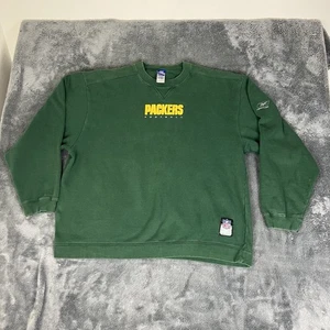 Vintage Reebok Greenbay Packers Spellout NFL Crewneck On Field Green 2XL - Picture 1 of 10