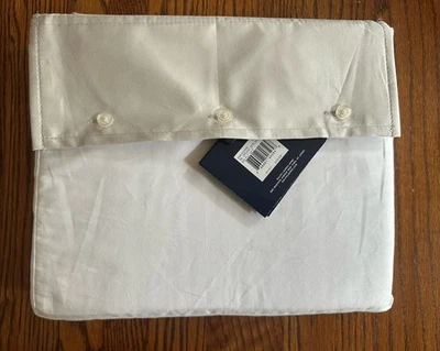 Ralph Lauren RL Organic Sateen Border Flat Sheet White / Platinum KING $215 - Image 1 of 2