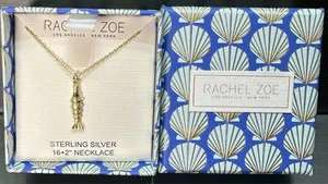 "Collar Rachel Zoe Pez Bajo el Mar Oro sobre Plata de Ley 925 16+2"" NUEVO - Imagen 1 de 3