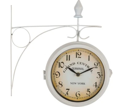 B-WARE Wand Uhr Design Wohnzimmer Deko Retro Küchenuhr Vintage Bahnhof Weiß matt - Bild 1 von 4