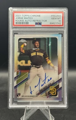 Jorge Mateo 2021 Topps Chrome Rookie Refractor Auto /499 PSA 10 GEM MT SEE DESC. - Image 1 of 3