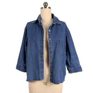 Chicos Denim Jacket XL Blue Top Topper Jean Boxy Artsy Indie Vintage 90s Layer - Picture 1 of 11