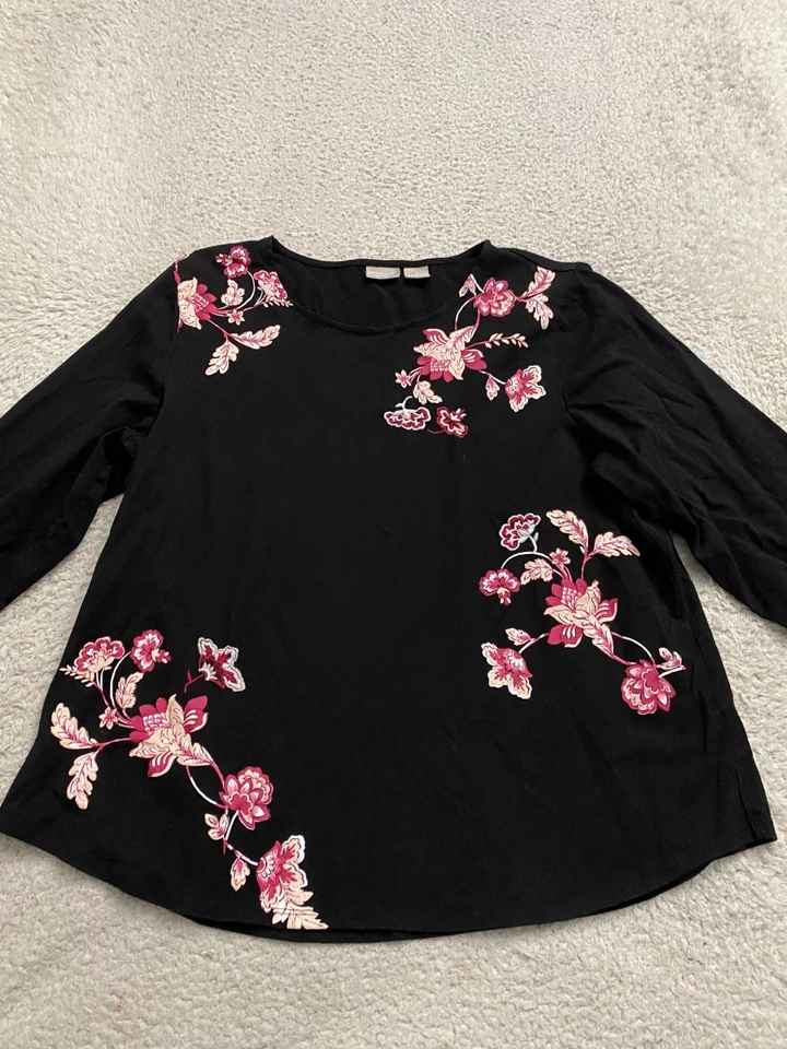 Camiseta Chico's Mujer Floral Manga 3/4 Cuello Redondo Multicolor Talla 3 (US 16) Foto 1 de 4