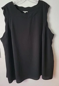 Pleione Anthropologie Tank Top blouse Cami 2X Black Dressy Office Casual Basic - Picture 1 of 9