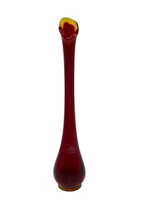 Viking Glass MCM Ruby Red Amberina Swung 12" Vase - Picture 1 of 11
