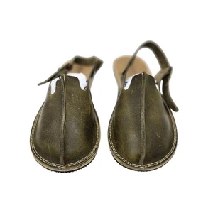 Ruby Barfuß Leder geschlossen genähte Zehenpartie Sandalen olivgrün Größe 40 EU 10US - Bild 1 von 9